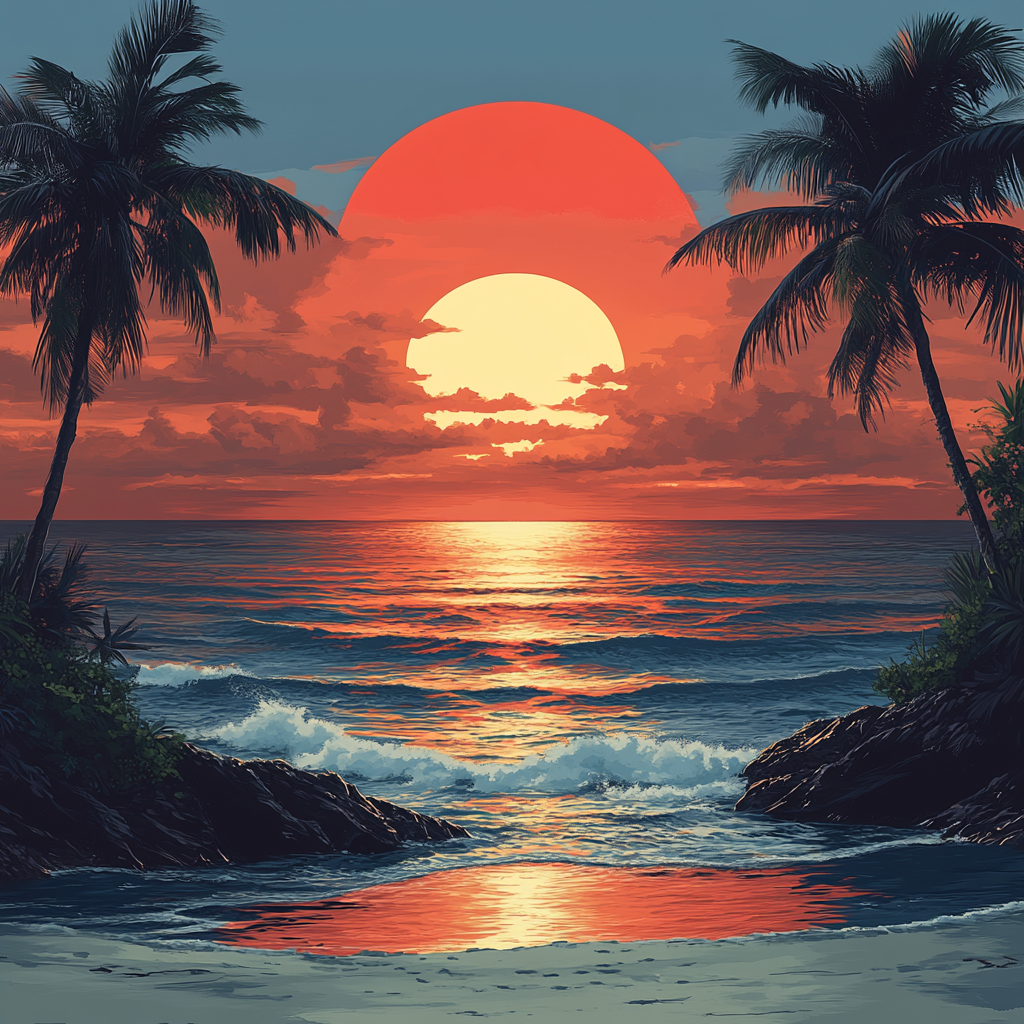 A colorful beach sunset banner for SoundCloud.