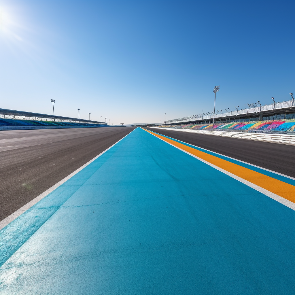 A colorful race track under the bright sky