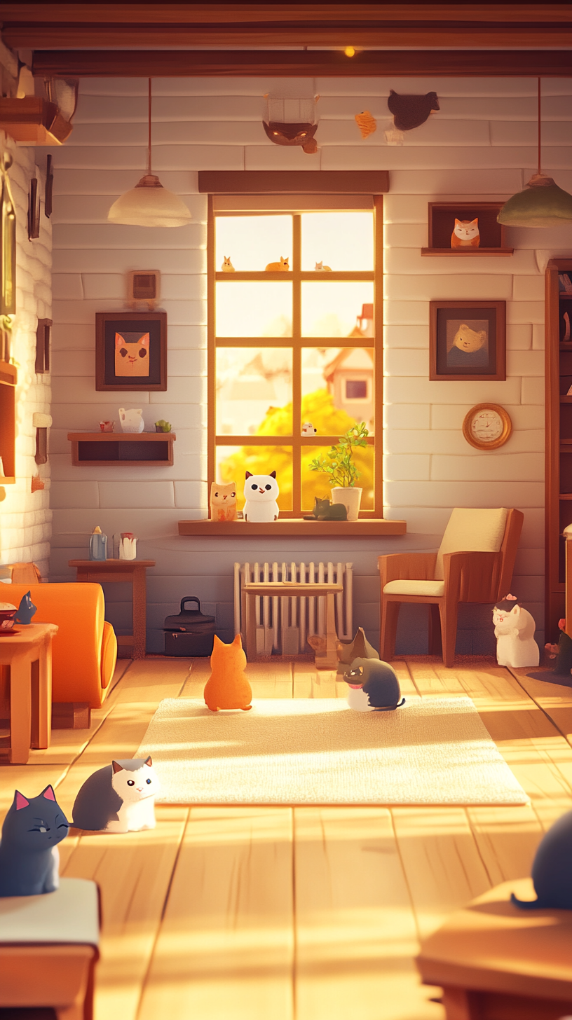 A cozy cat puzzle game with cute cats.