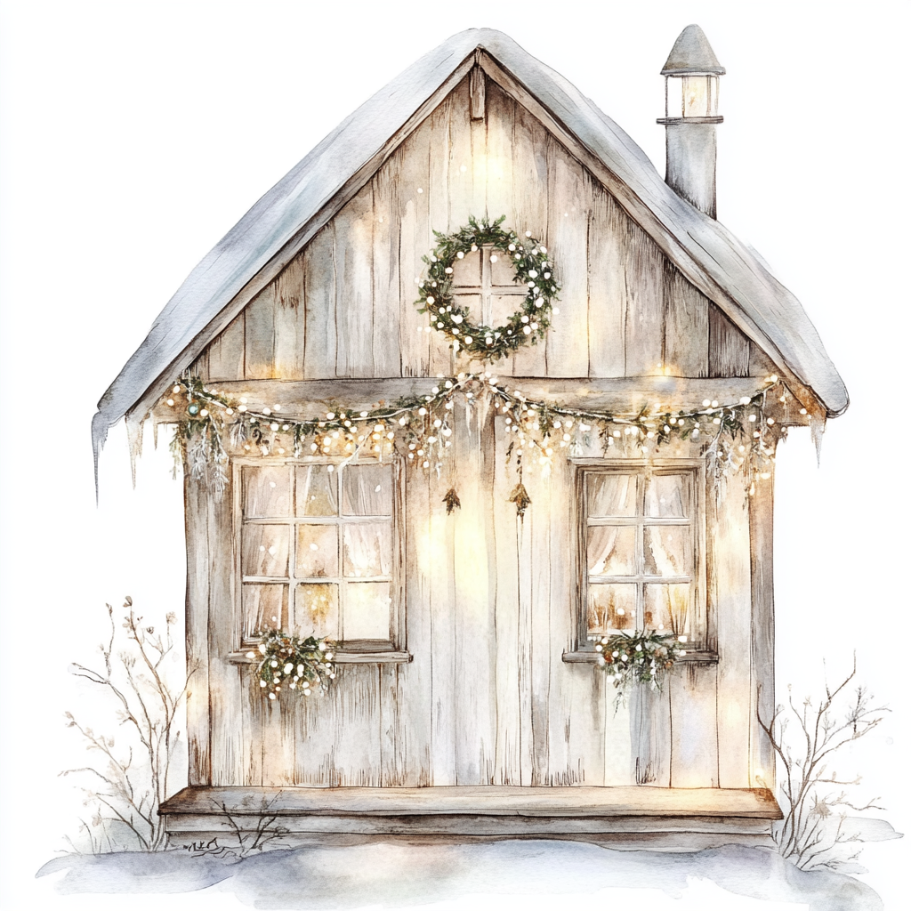 A cozy winter house decorated for Christmas