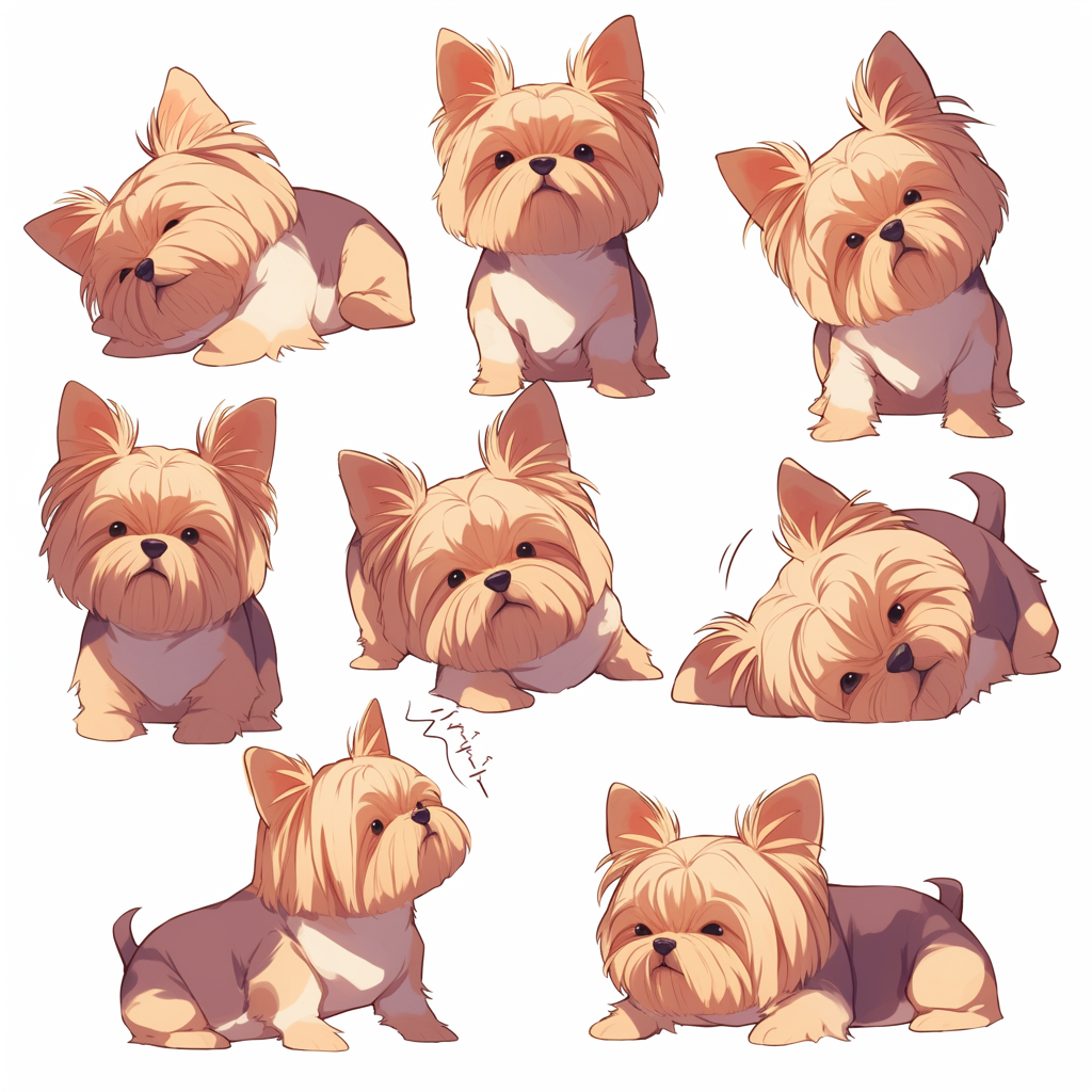 A cute Yorkshire Terrier in various poses