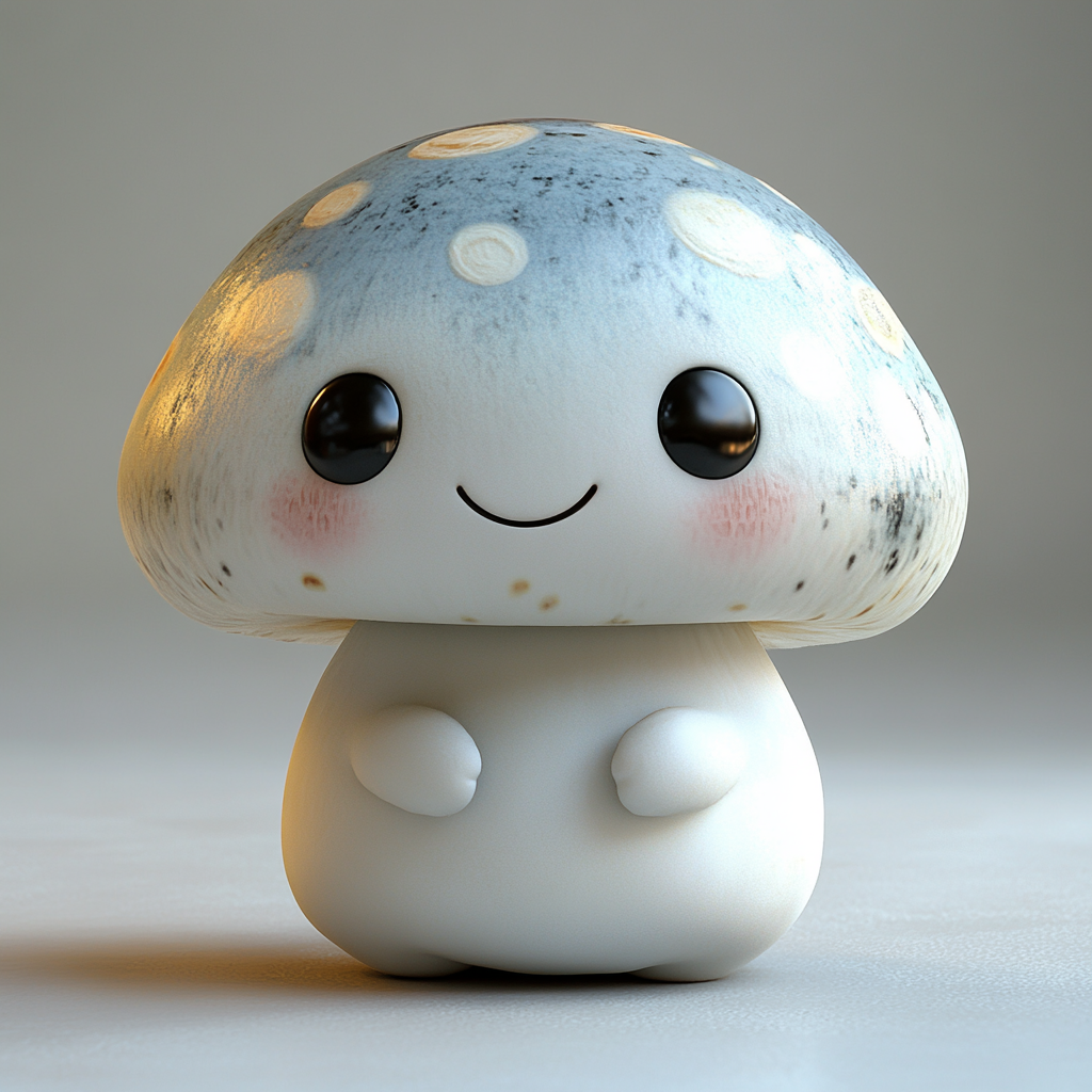 A cute anime cartoon mushroom on white background