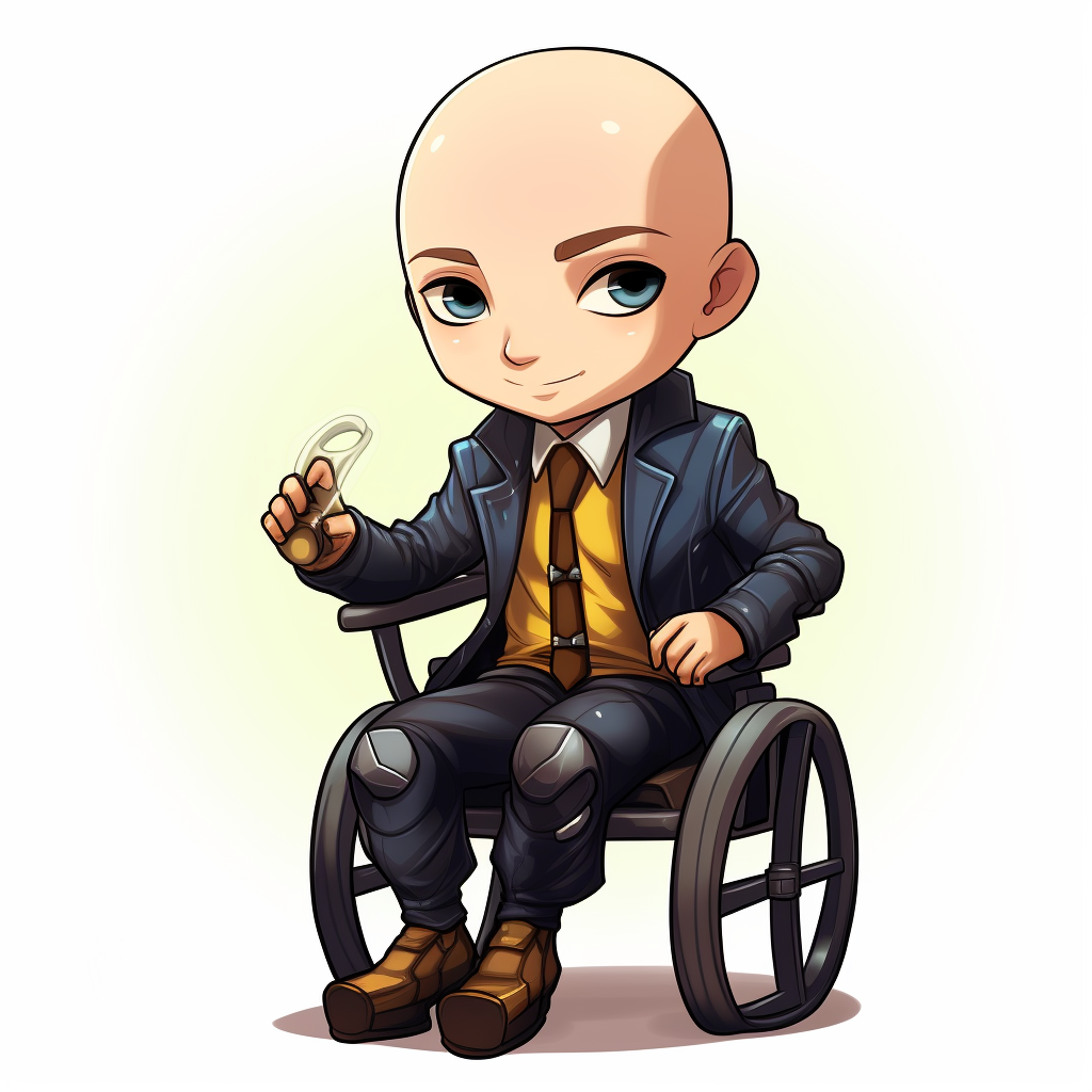 A cute boy from X-men in wheelchair.