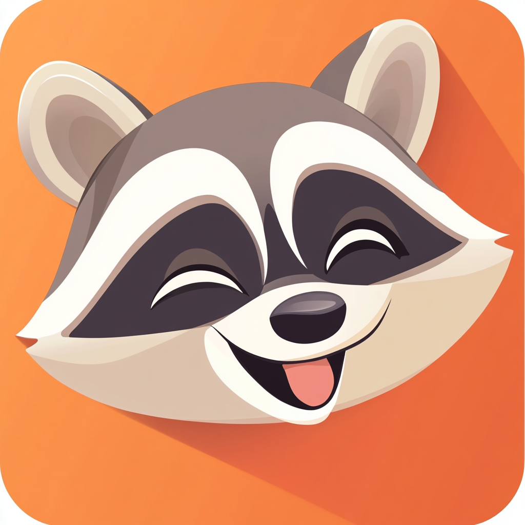 A cute cartoon raccoon winking and smiling