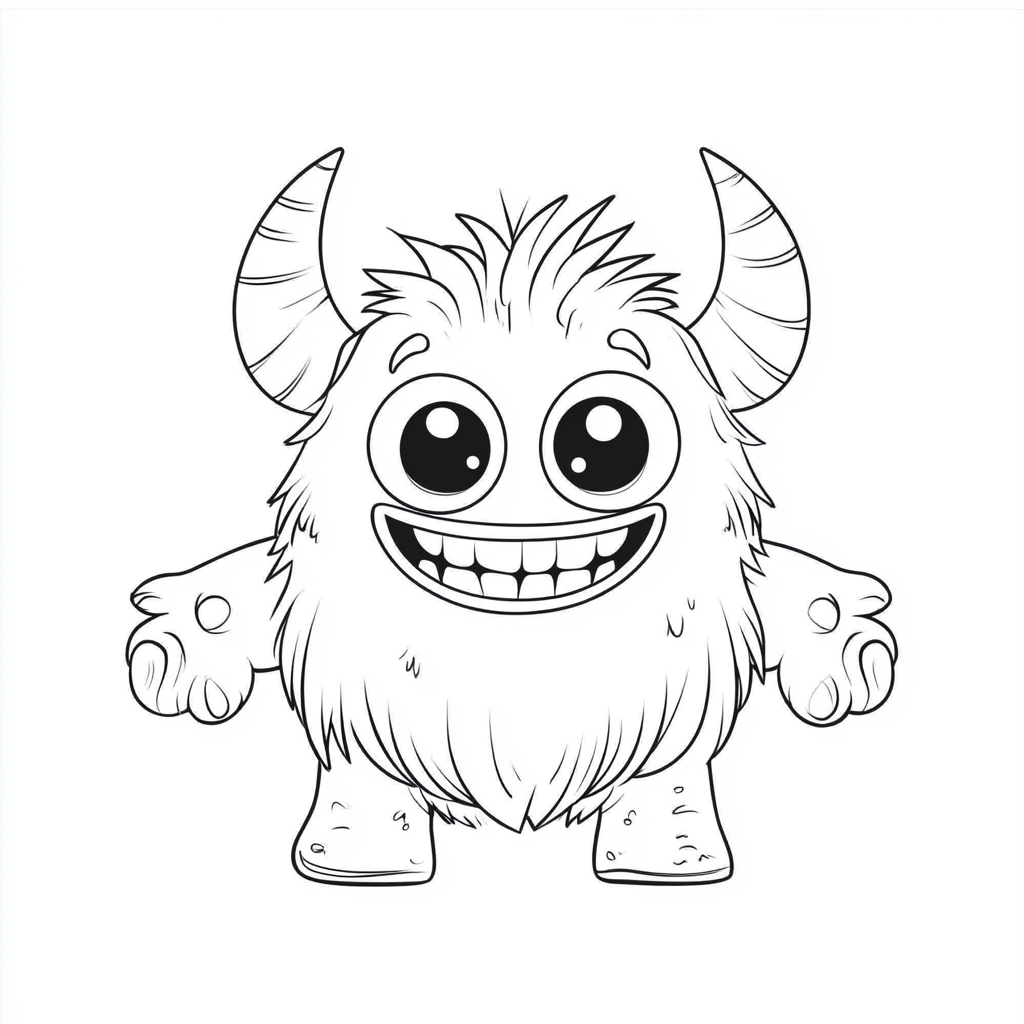 A cute monster coloring page for kids.