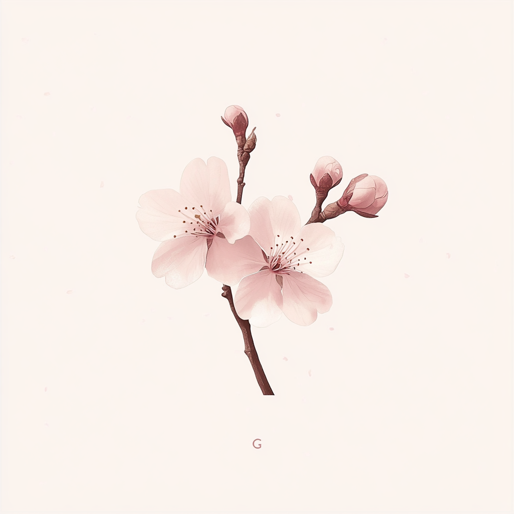 A delicate, modern sakura branch logo for candles.