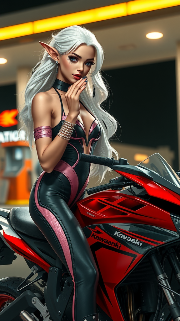 A detailed image of a girl on a bike