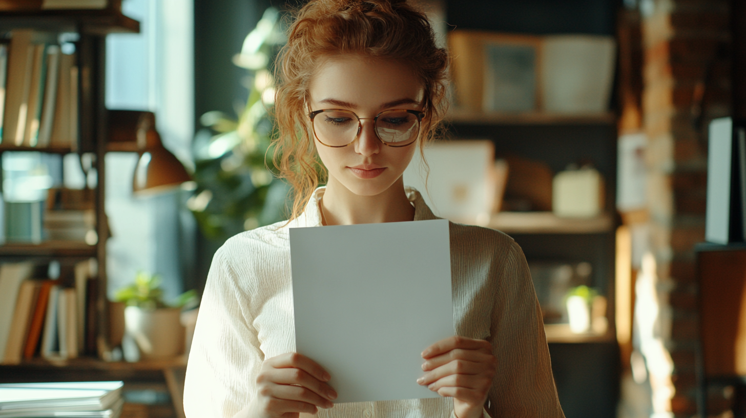 A detailed image of business woman in office.