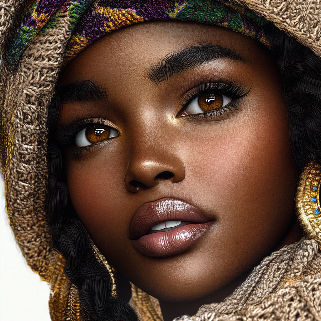 A detailed portrait of a beautiful African model