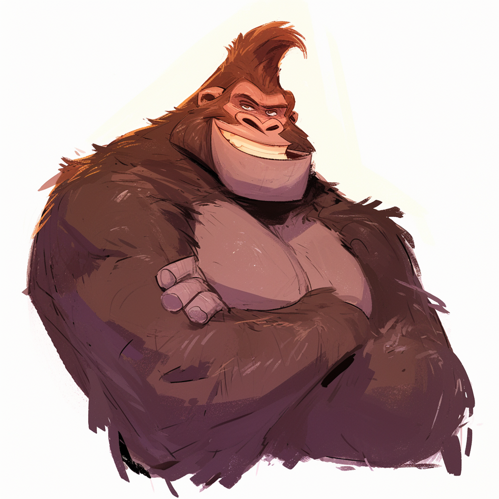 A friendly gorilla in cartoon Zootopia style.