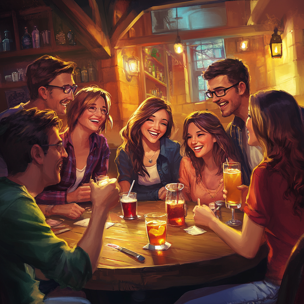 A fun trivia game at a cozy pub