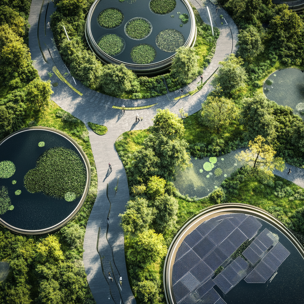 A futuristic eco-friendly site promoting sustainability and harmony