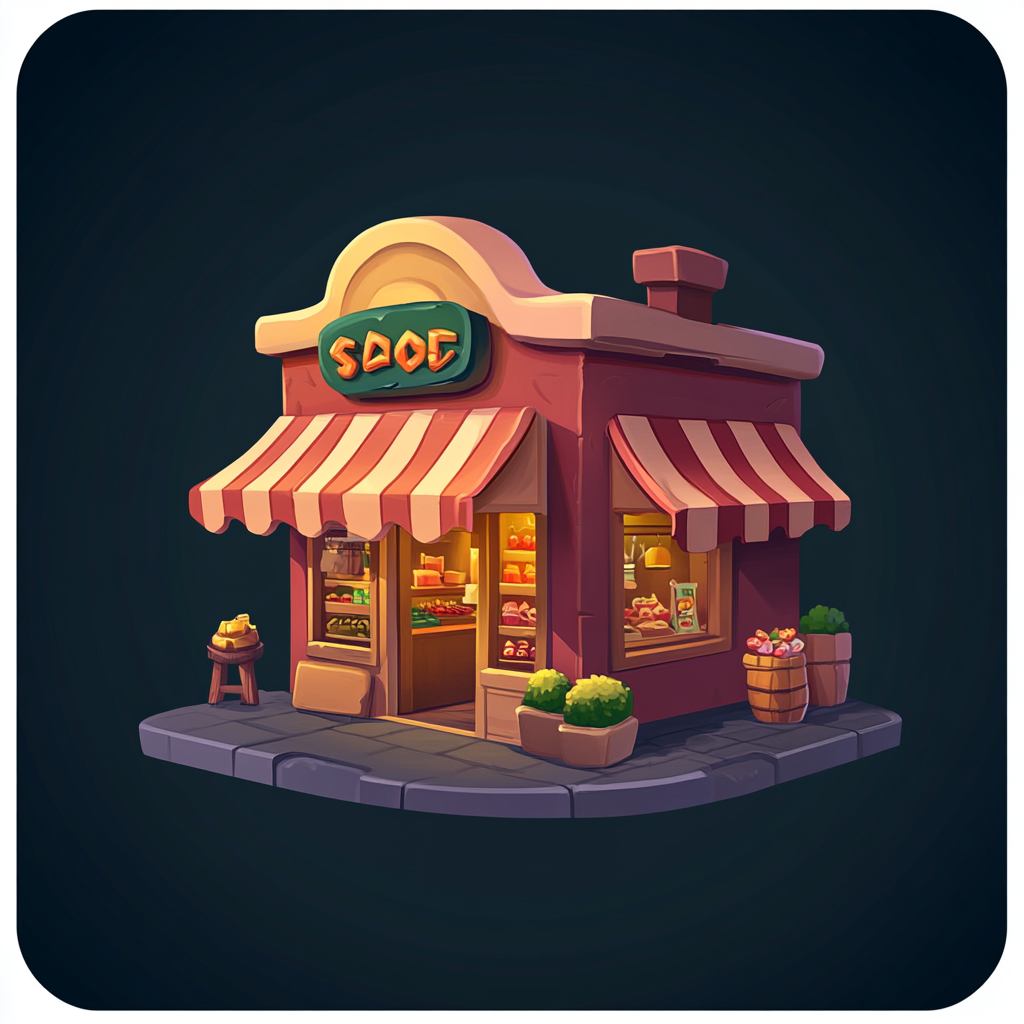 A game storefront icon in cartoon style