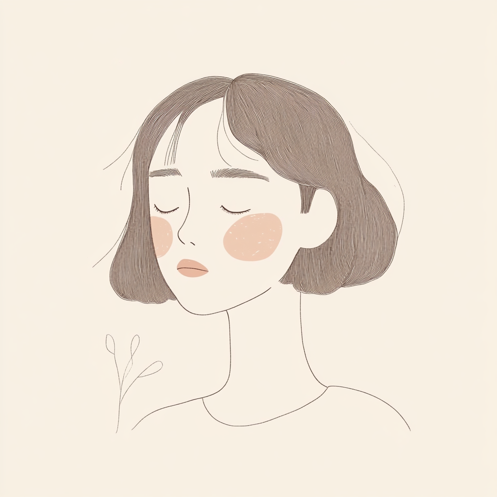 A gentle, shy face with minimalist style