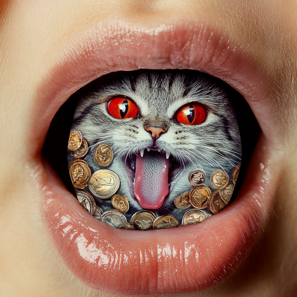 A girl has a cat acid sticker tongue.