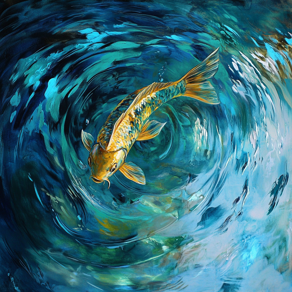 A graceful fish swims in mesmerizing ocean currents.