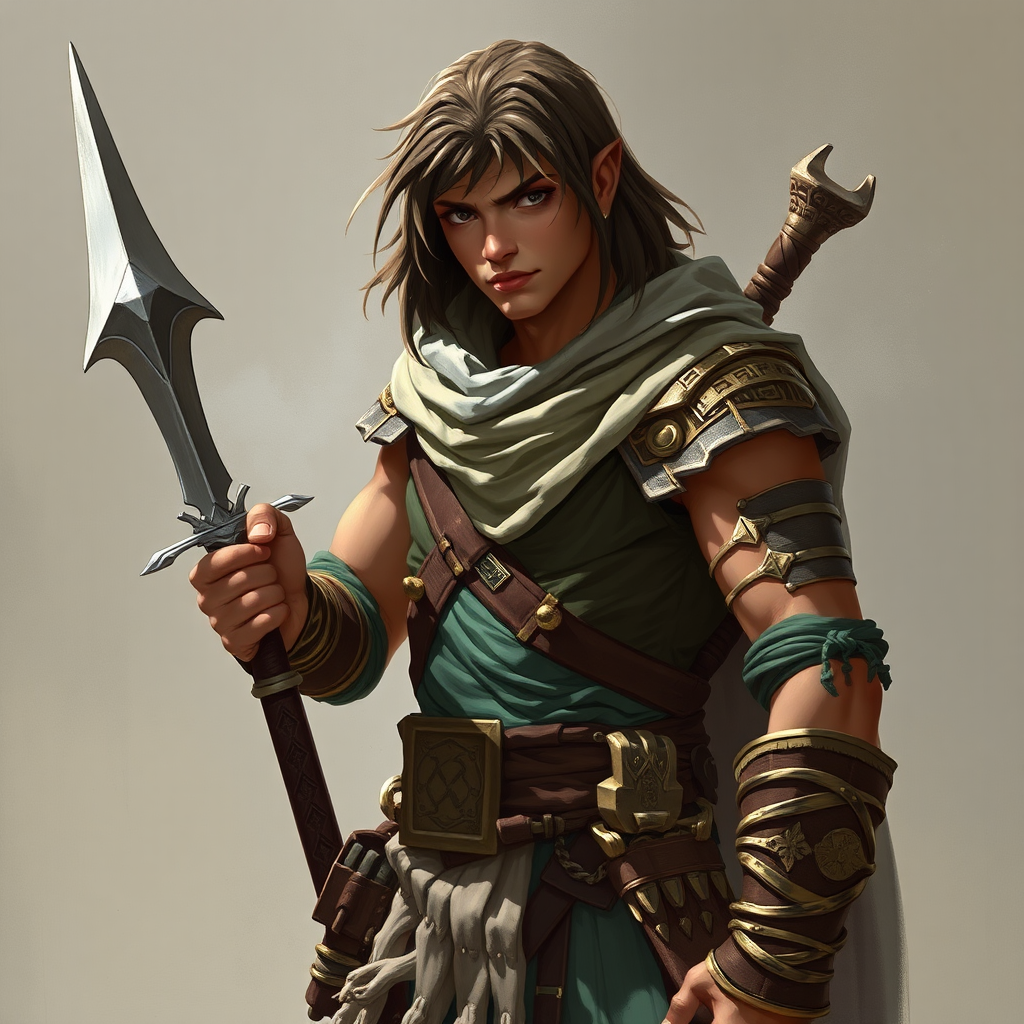 A half-elf ranger rogue in Egyptian fantasy land.