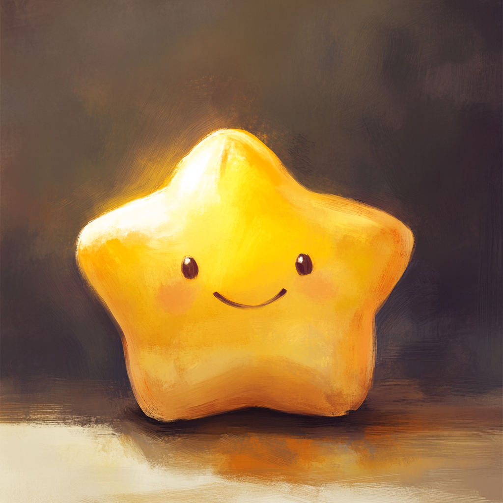 A happy, chubby yellow star-shaped balloon