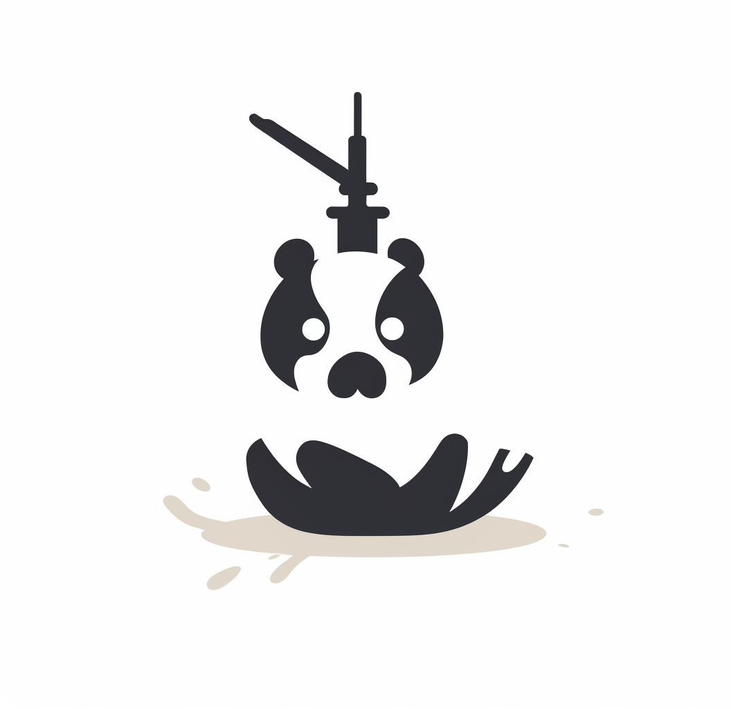 A happy panda holding a fountain pen.