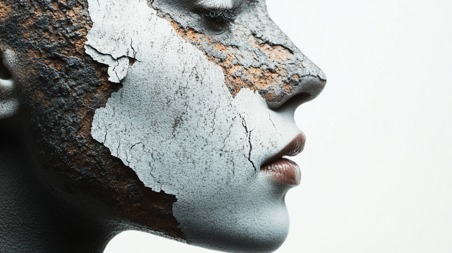 A human face collage with textured fantasy feel.