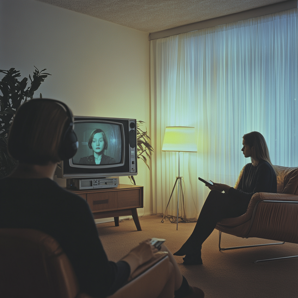 A investigator watches young girl in bright room.