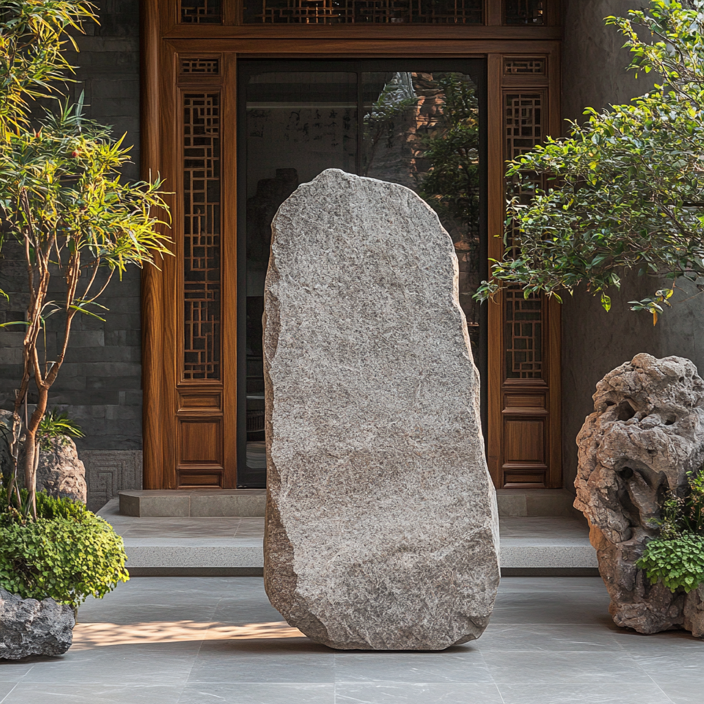 A large Chinese stone symbolizes stability and support.