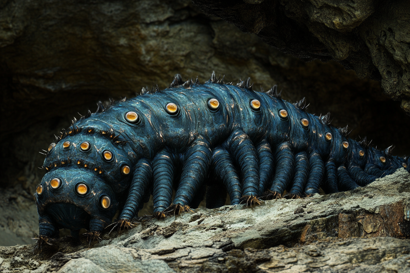 A large blue monster with many eyes.