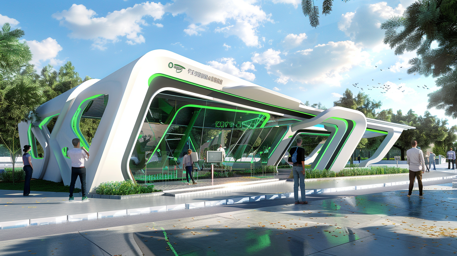 A large police pavilion with futuristic gaming area