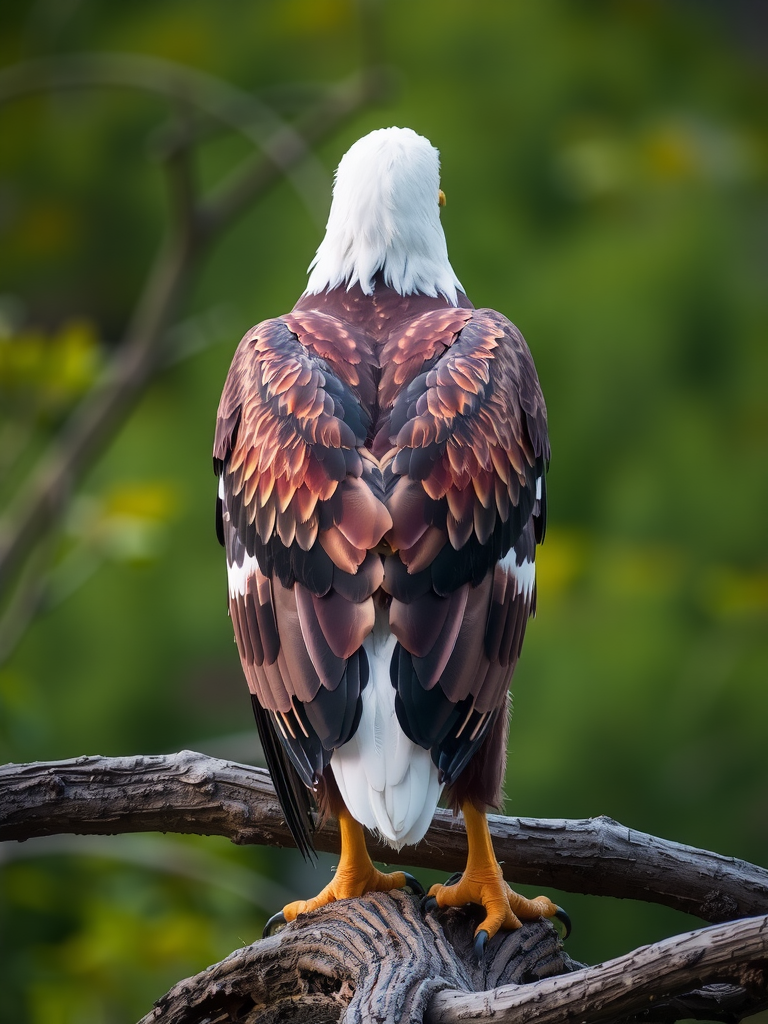 A majestic eagle looking away from camera.