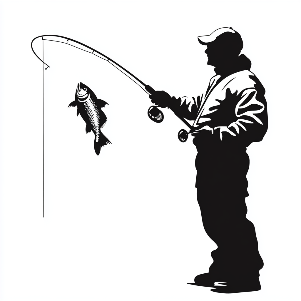 A man fishing with a rod and reel.