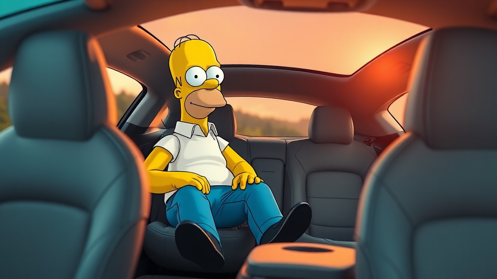 A man named Homer sitting in a car.