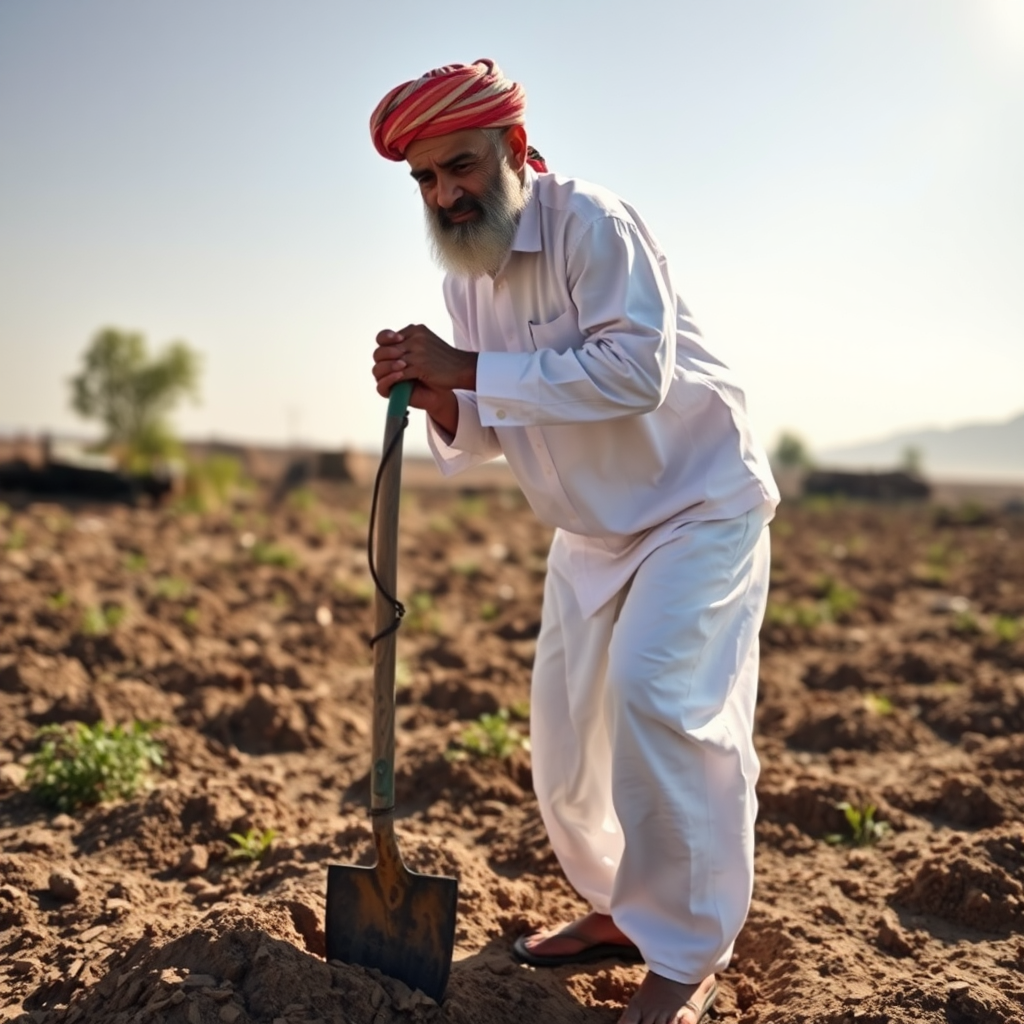 A man working with a shovel in land.