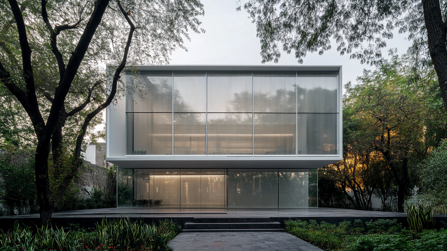 A minimalistic building in Mexico City at dawn