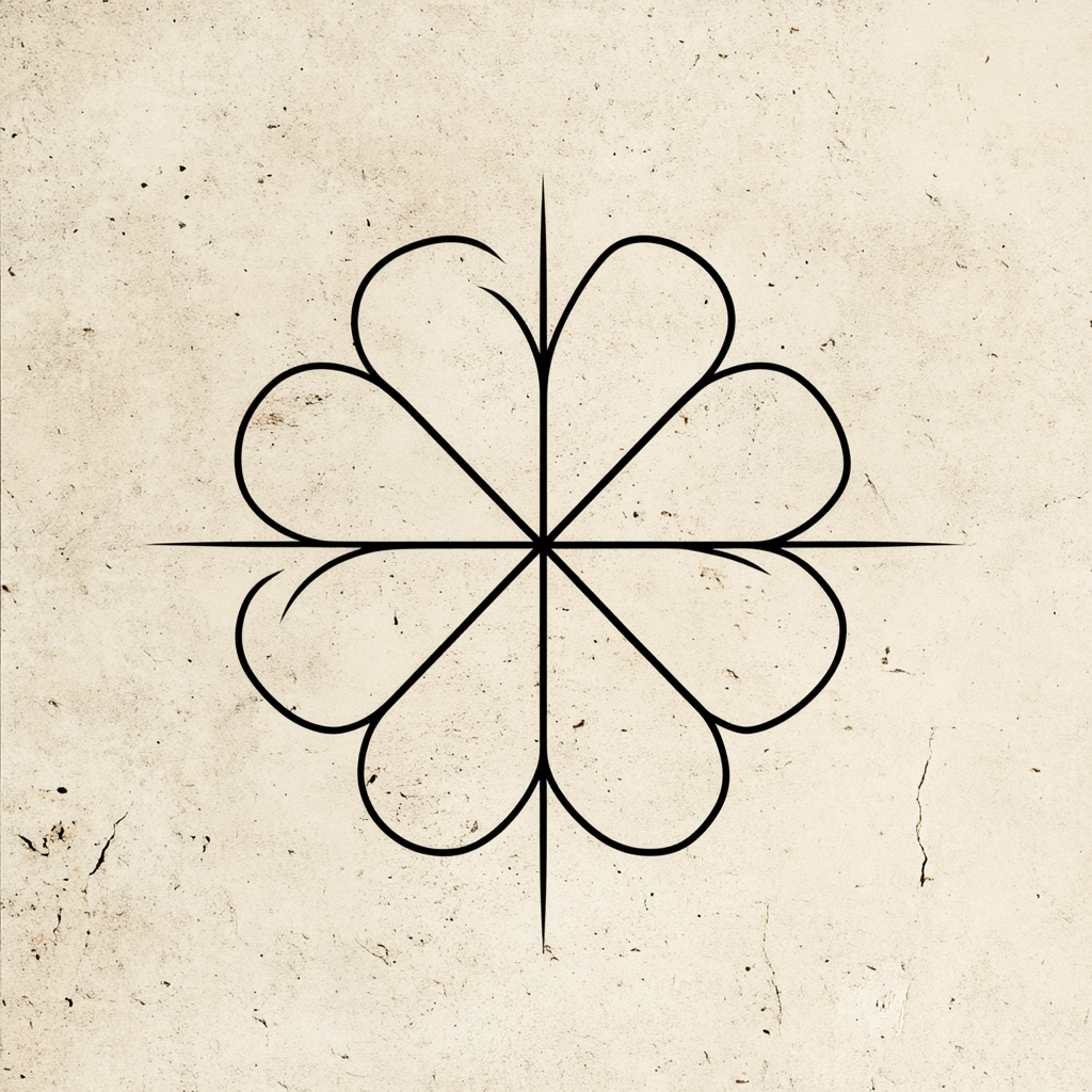 A minimalistic flower with castle-like petals in line-art