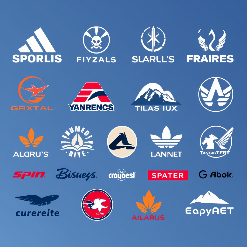 A mix of expensive brand logos for sports.