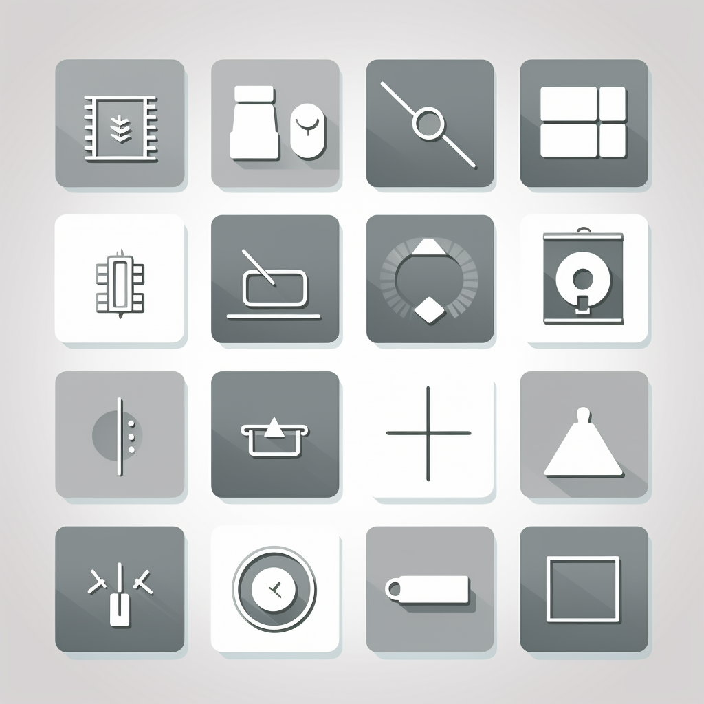 A modern black and white digital interface icon