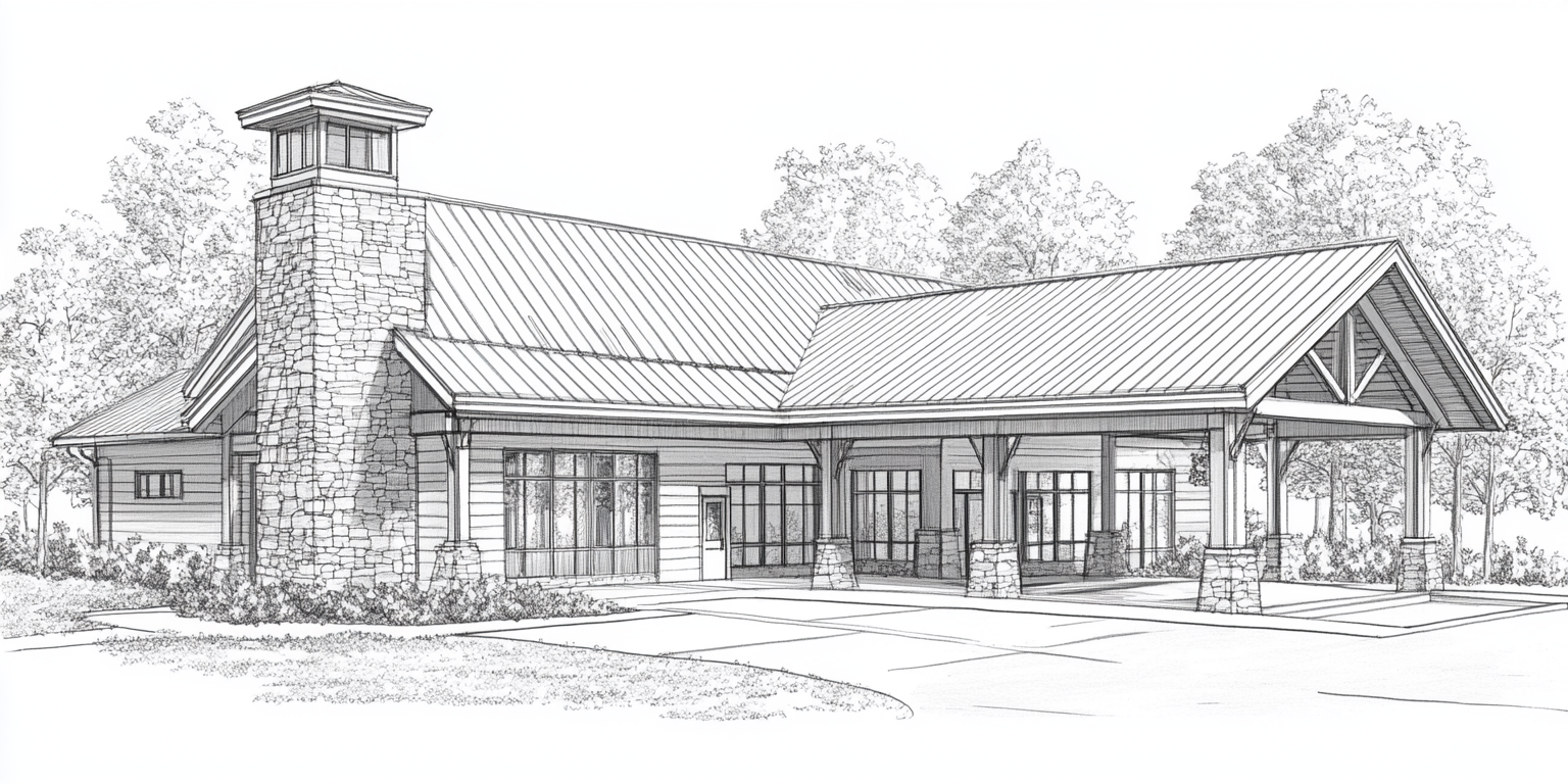 A modern farmhouse style fire station drawing