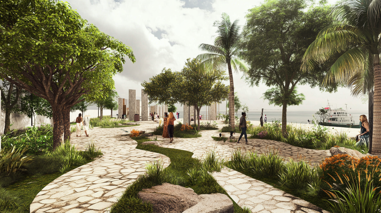 A modern plaza in Zanzibar inspired by maps.