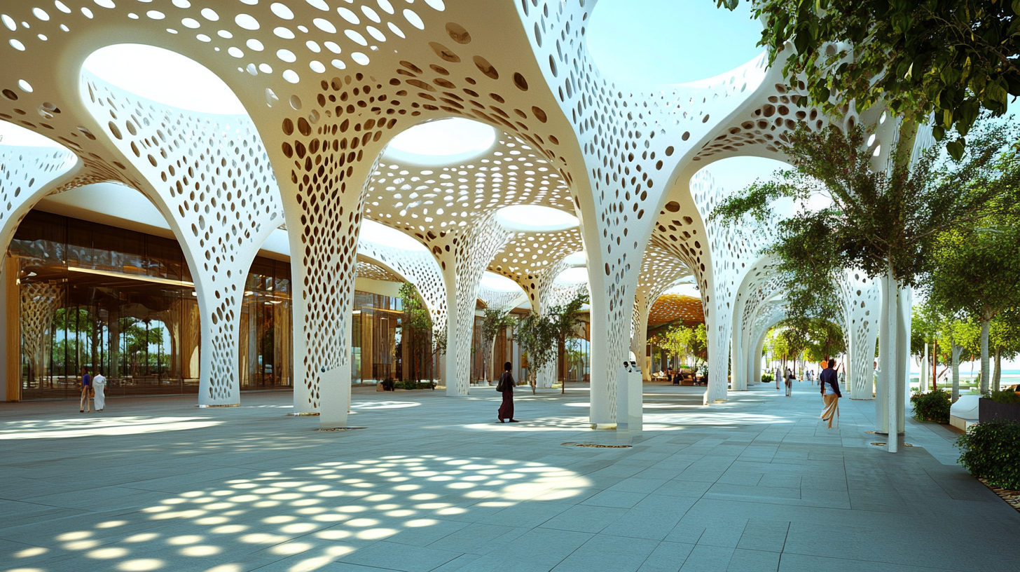 A modern plaza in Zanzibar inspired by trade winds.