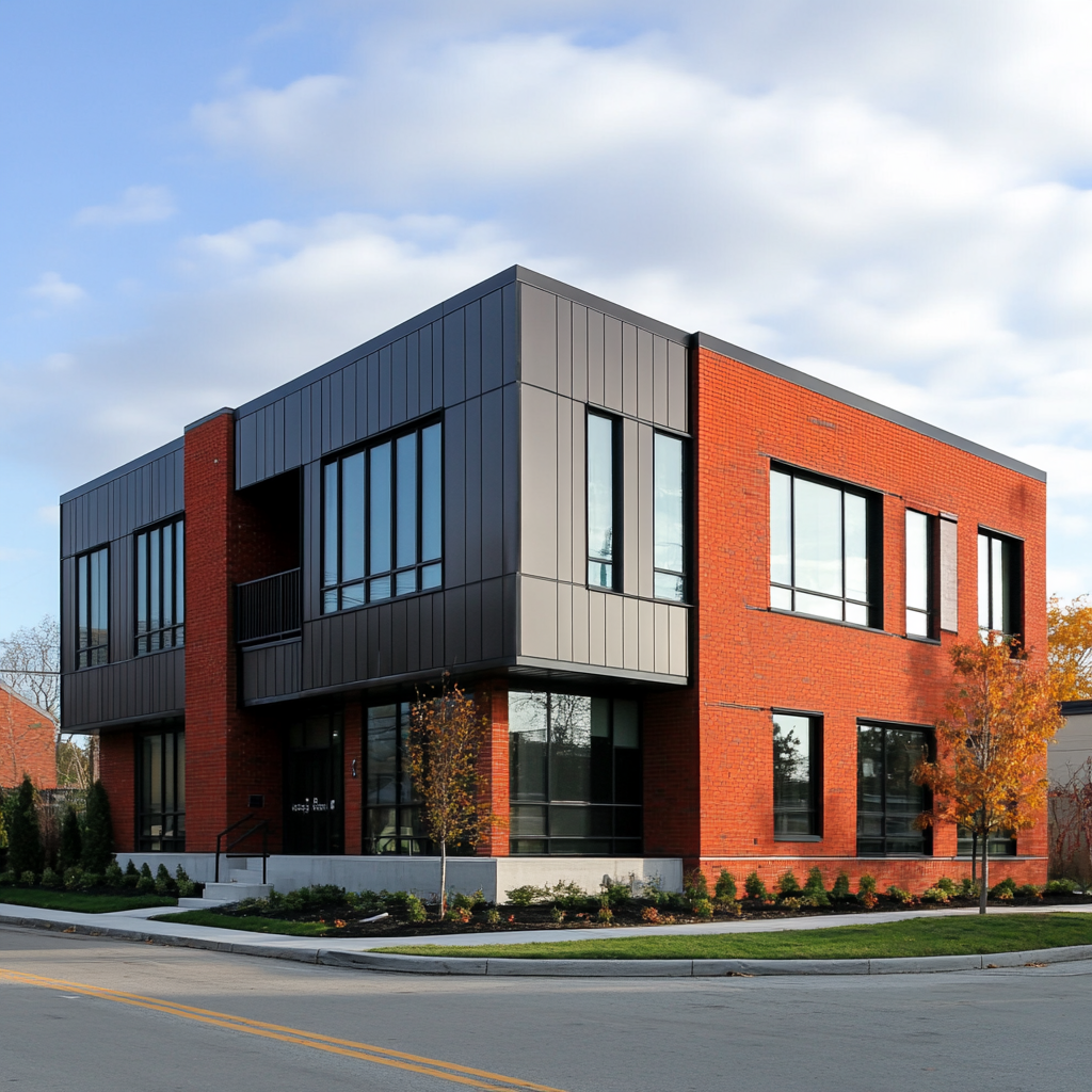 A modern two-story medical building in suburbs