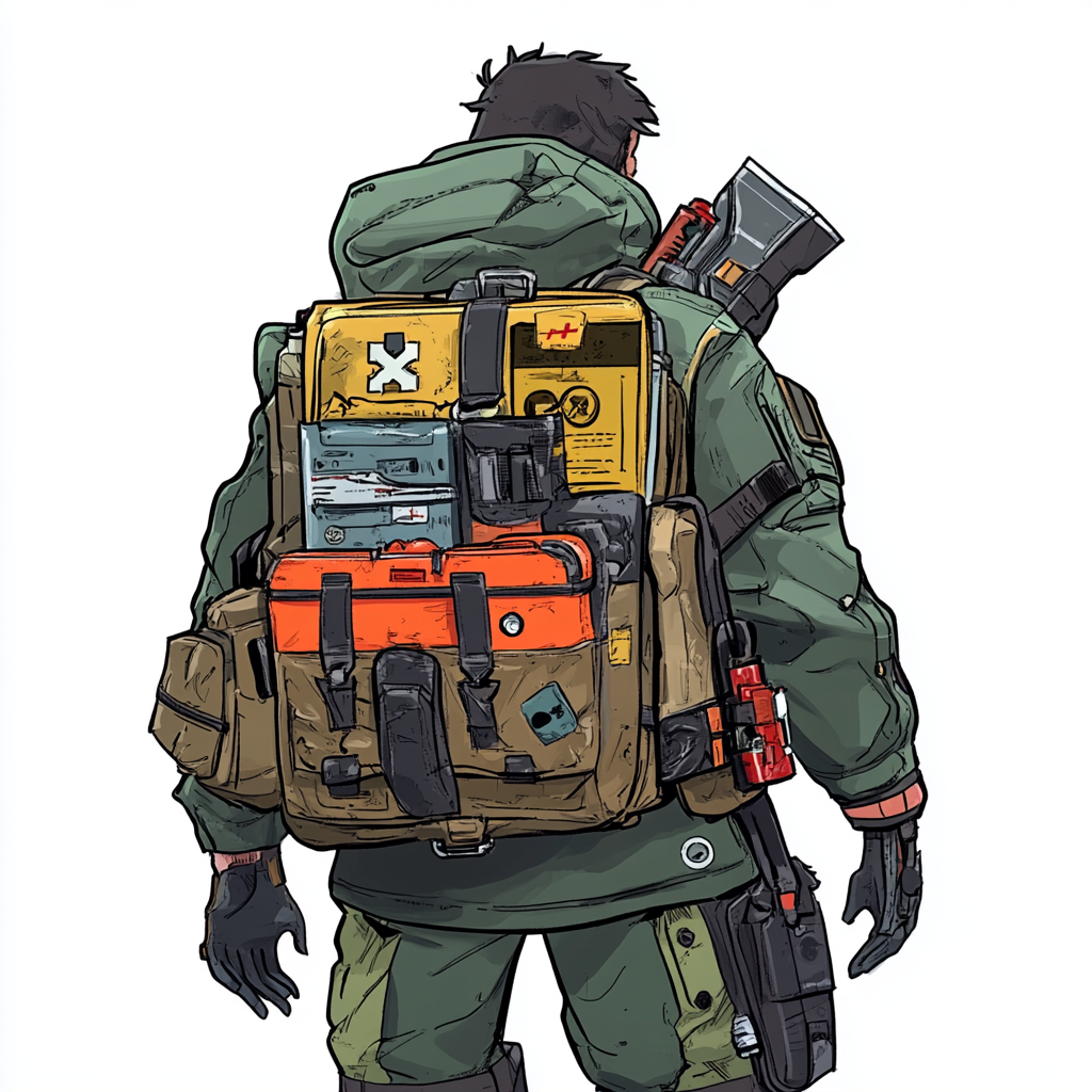 A paramedic in a post-apocalyptic world with supplies.