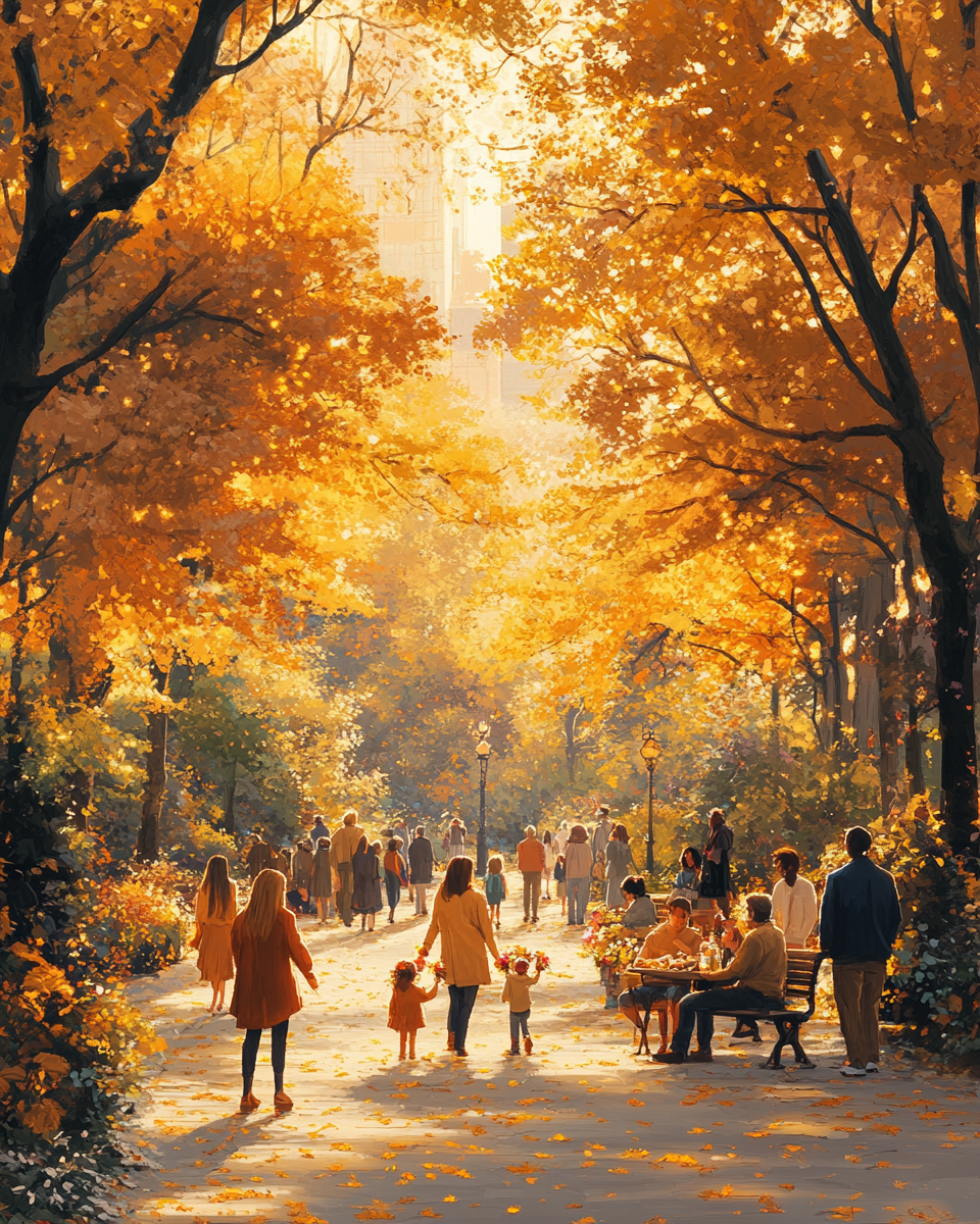 A park with diverse people helping each other.