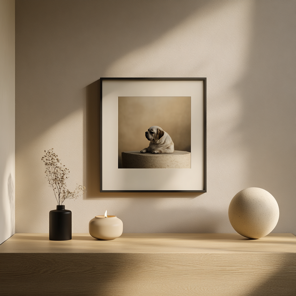 A peaceful pet altar with urn and candle