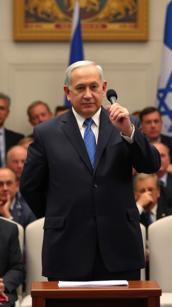 A portrait of Benjamin Netanyahu, the leader.