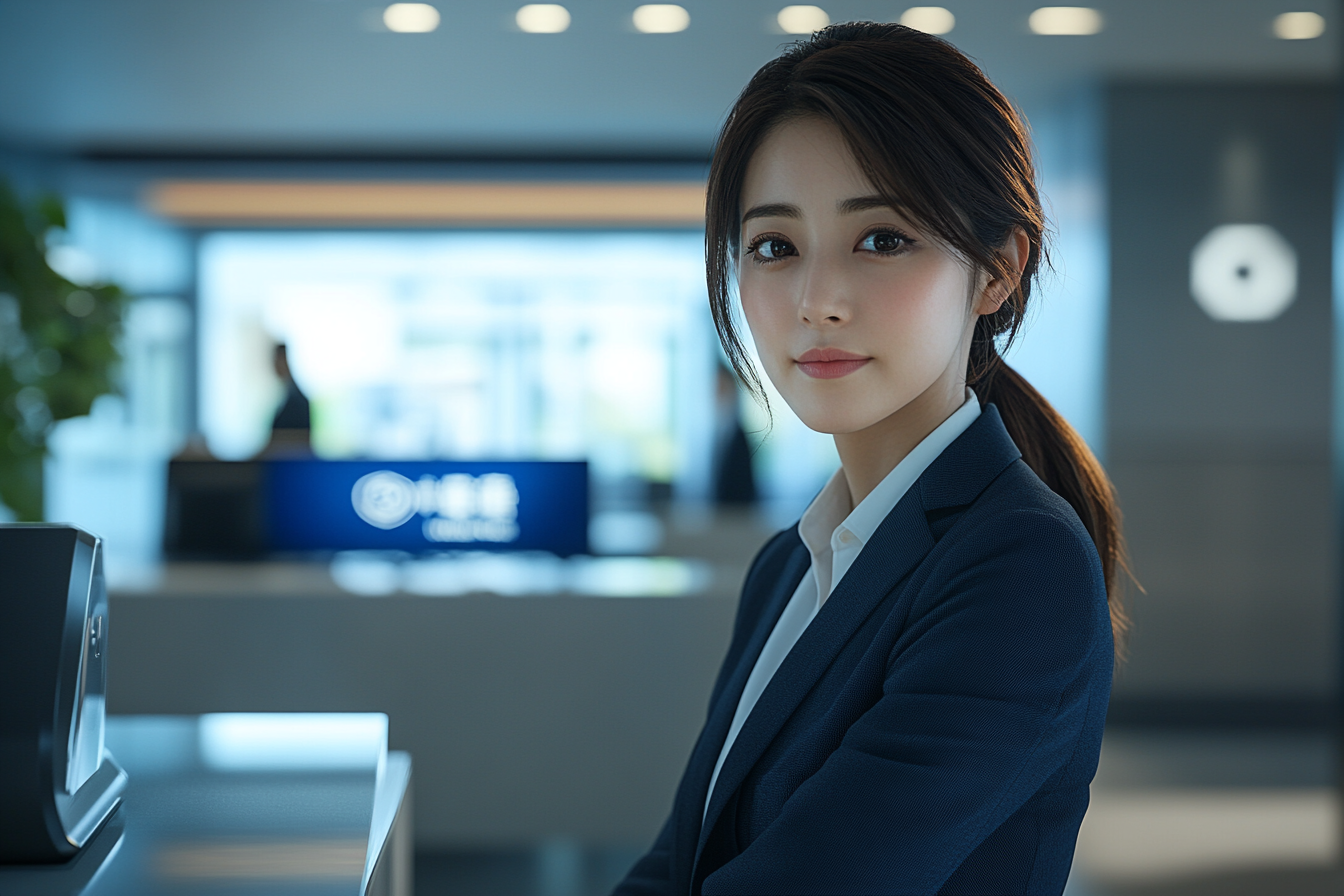 A professional Japanese woman in bank office