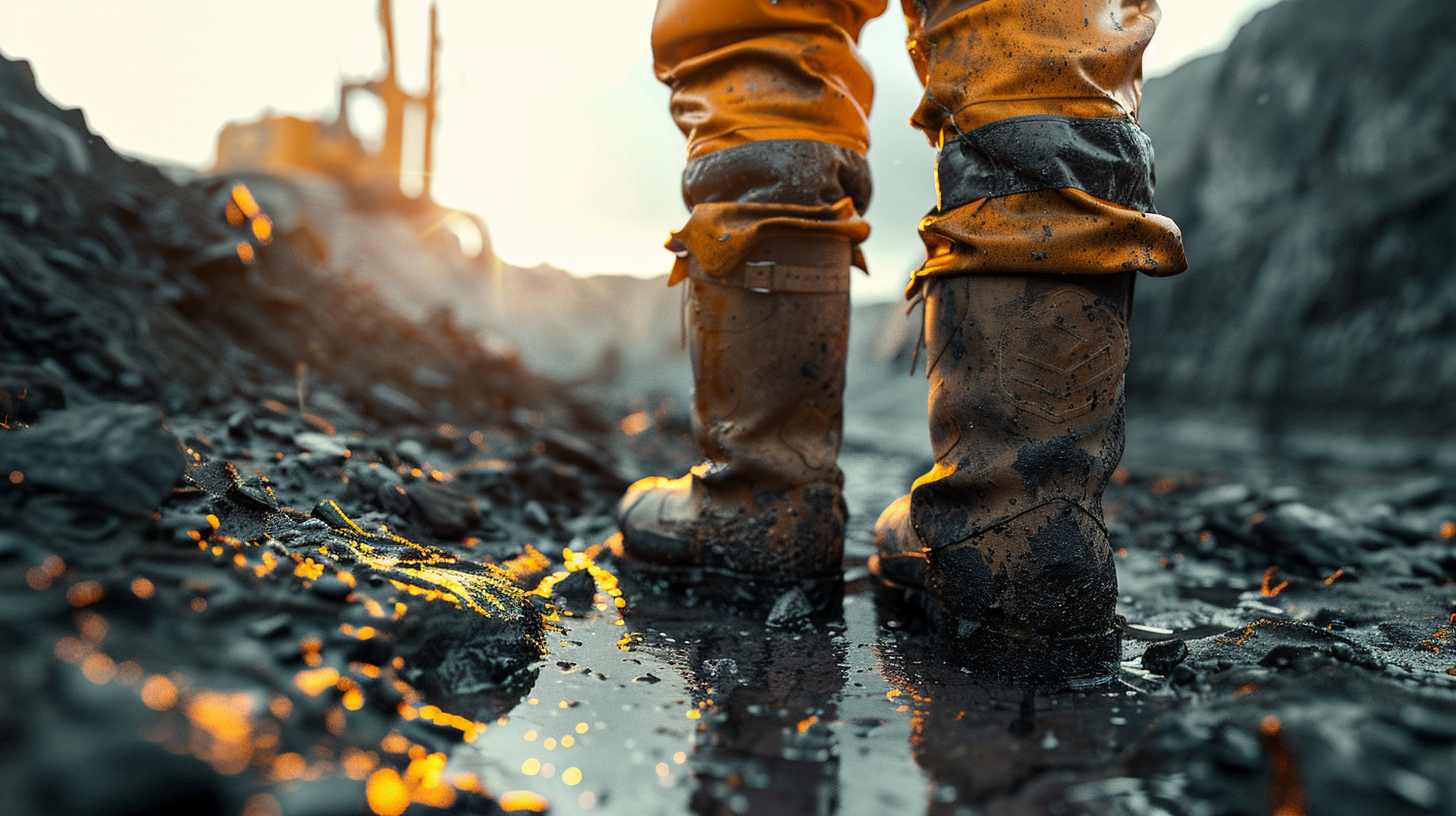 A realistic industrial mountaineer in vibrant natural light.