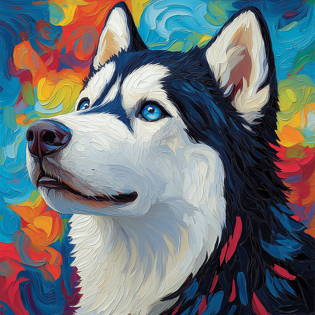 A realistic portrait of dignified Siberian Husky.