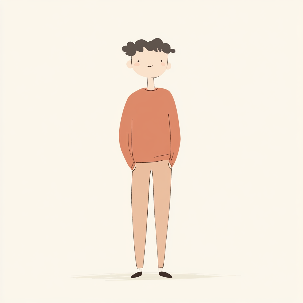 A relaxed character in simple, hand-drawn style