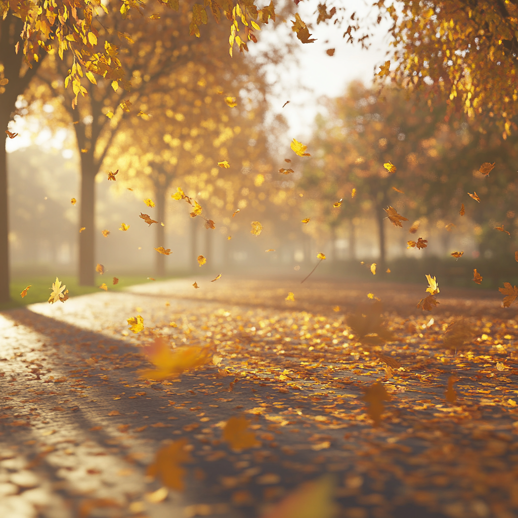 A serene November morning in a park