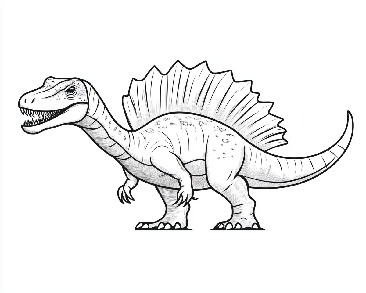 A simple Spinosaurus dinosaur coloring page for kids.